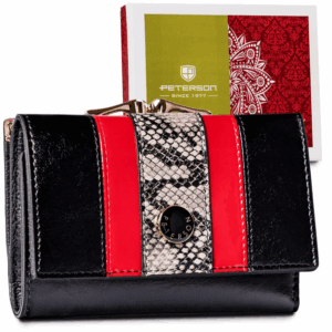 Skórzany portfel damski z portmonetką na bigiel - Peterson