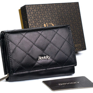 Skórzany portfel damski zamykany na zatrzask - Rovicky