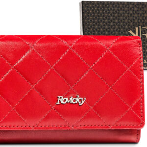 Skórzany portfel damski zamykany na zatrzask - Rovicky