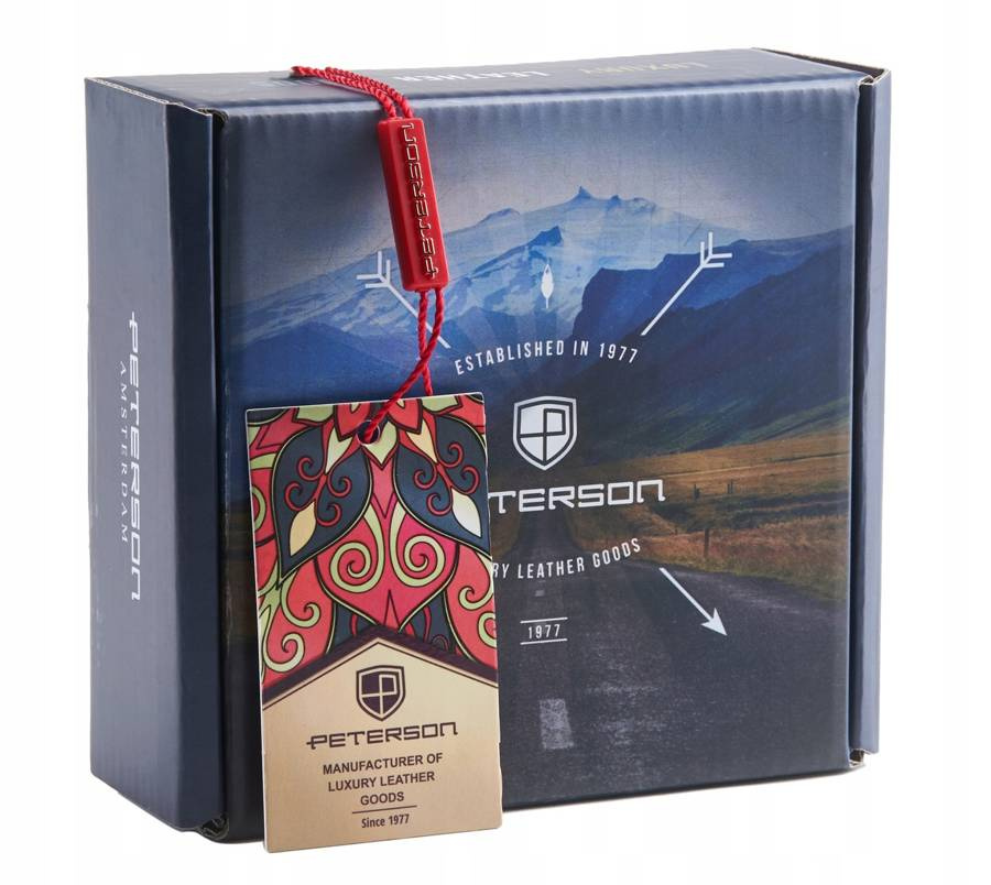 Klasyczny, skórzany pasek męski z metalową klamrą - Peterson - obrazek 7