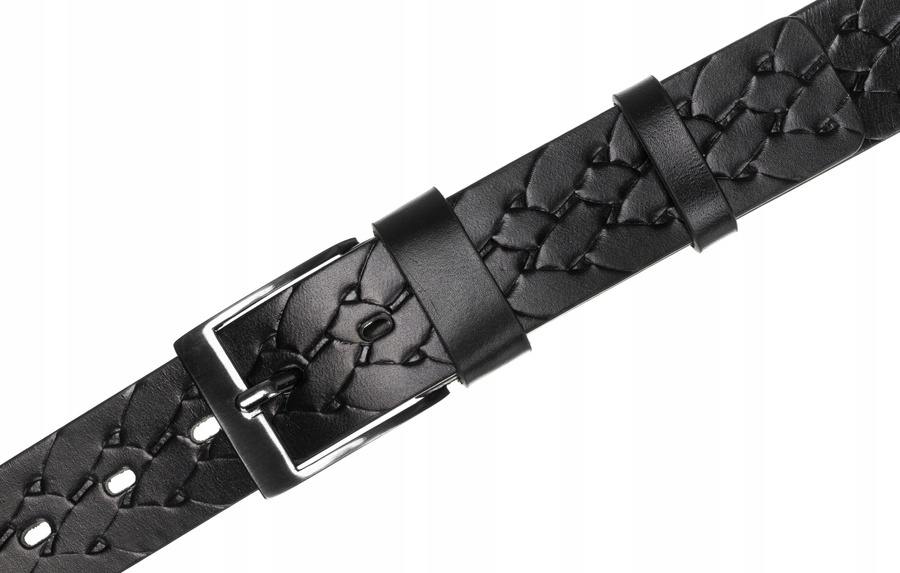 Klasyczny, skórzany pasek męski z metalową klamrą - Peterson - obrazek 5