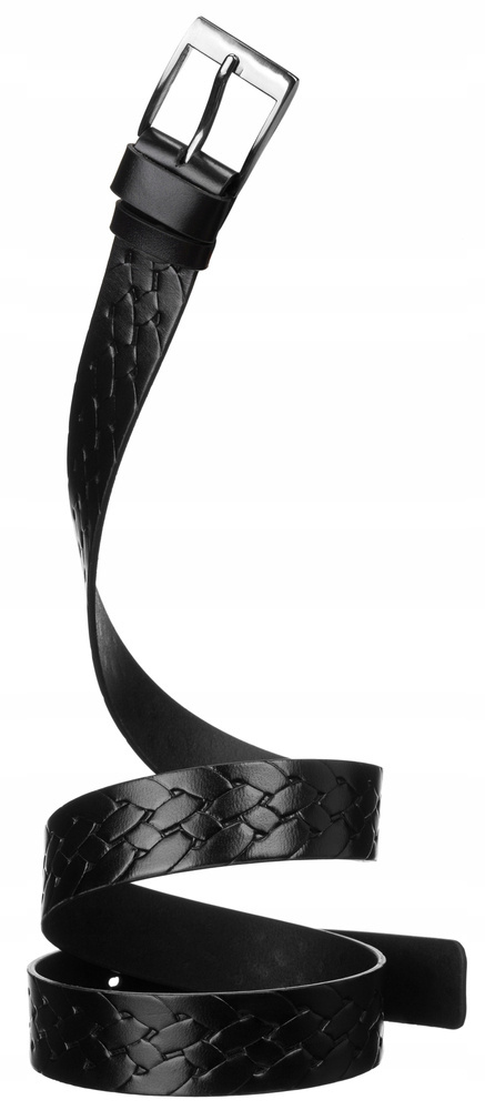 Klasyczny, skórzany pasek męski z metalową klamrą - Peterson - obrazek 6