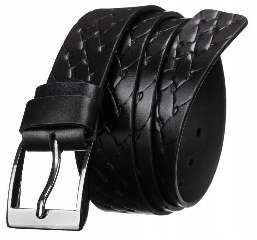 Klasyczny, skórzany pasek męski z metalową klamrą - Peterson - obrazek 2