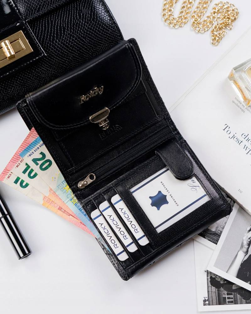 Średni, skórzany portfel damski na zatrzask - 4U Cavaldi - obrazek 5