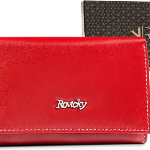 Skórzany portfel damski zamykany na zatrzask - Rovicky
