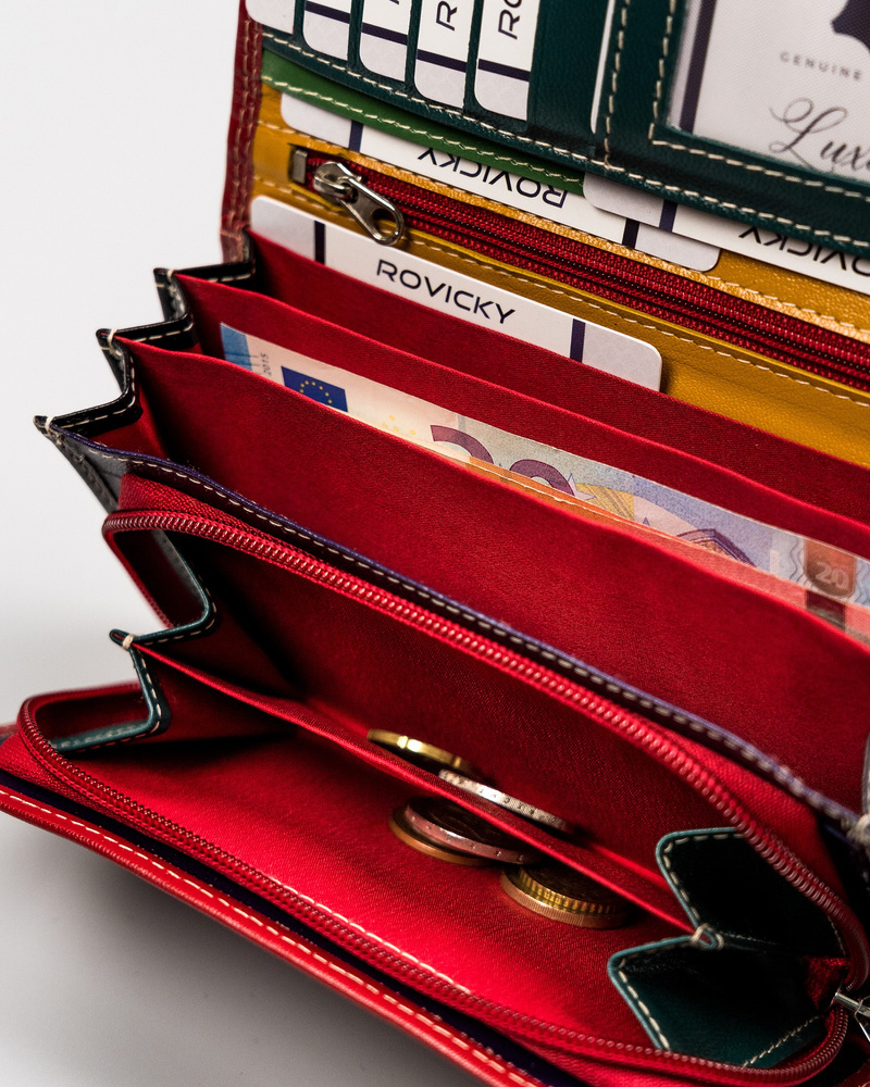 Duży, skórzany portfel damski z systemem RFID - Rovicky - obrazek 10