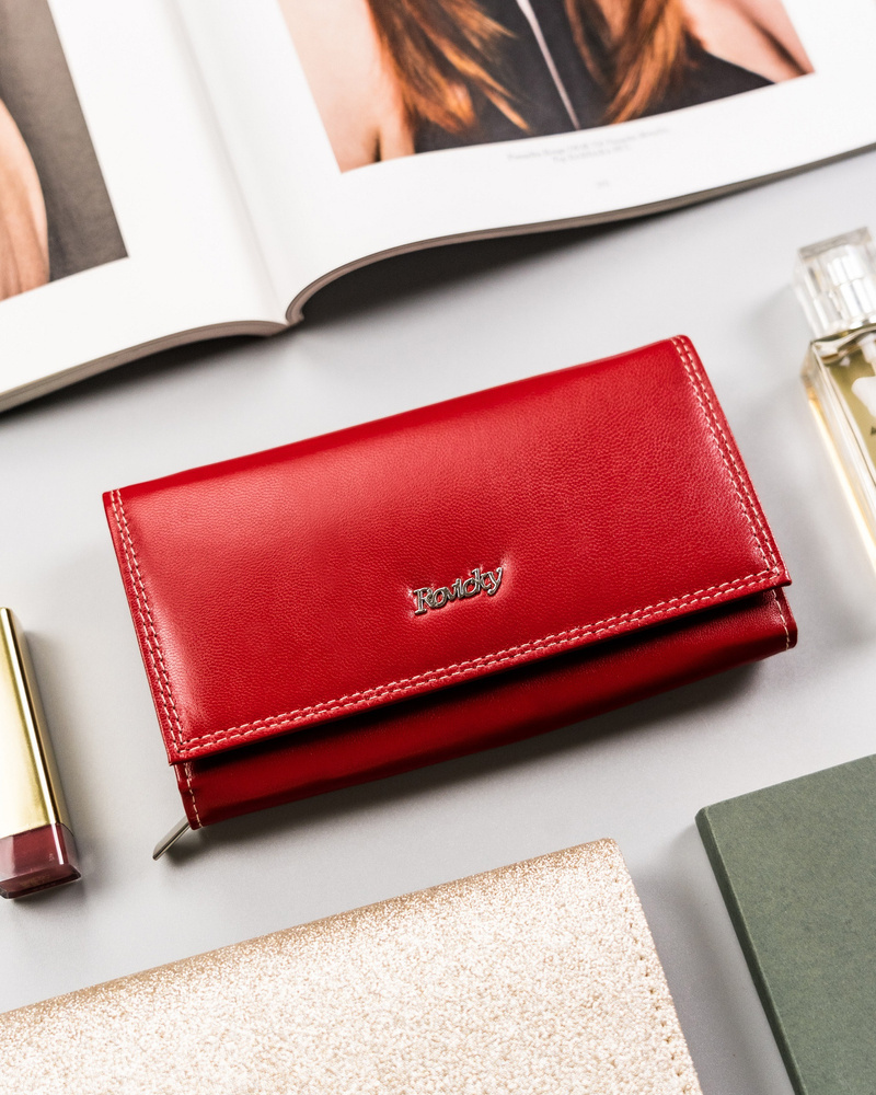 Duży, skórzany portfel damski z systemem RFID - Rovicky - obrazek 5