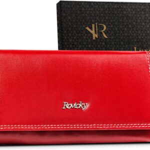 Duży, skórzany portfel damski z systemem RFID - Rovicky