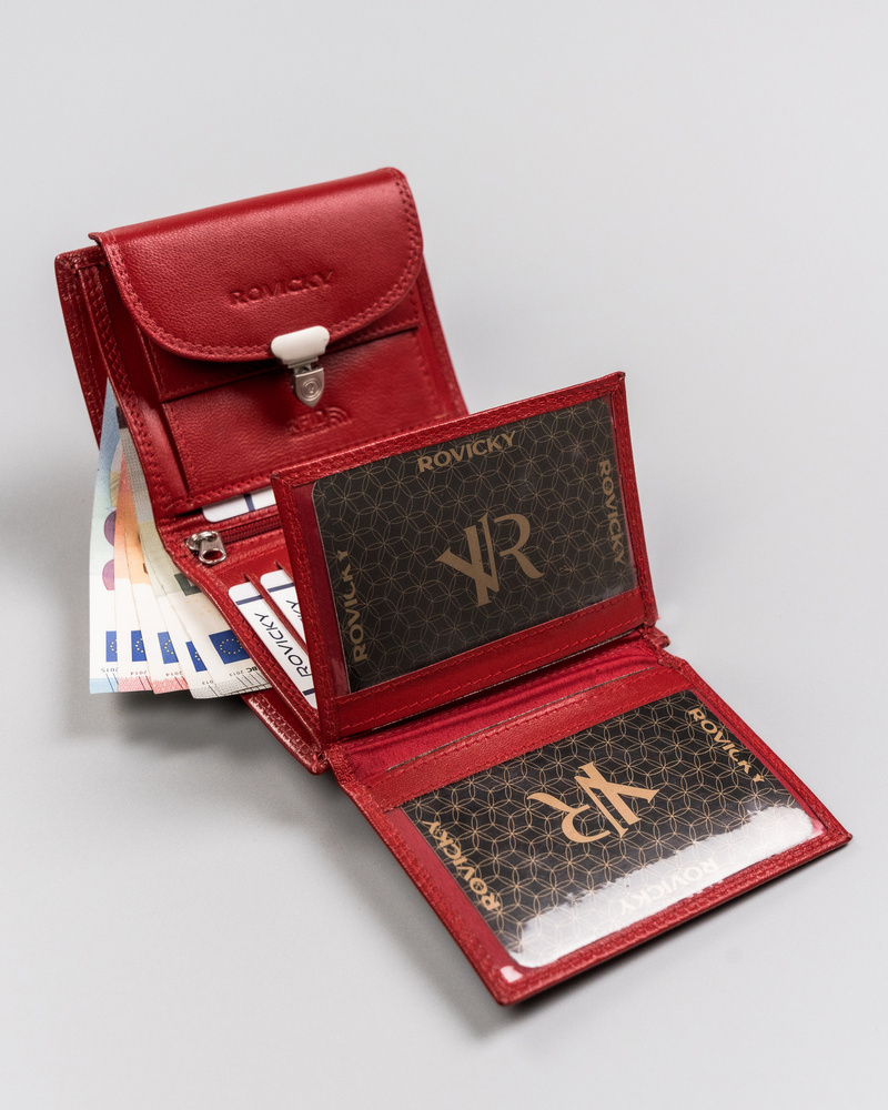 Skórzany portfel damski z ozdobnym zapięciem - Rovicky - obrazek 9
