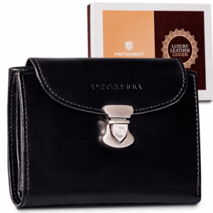 Skórzany portfel damski z systemem RFID zapinany na zatrzask - Peterson