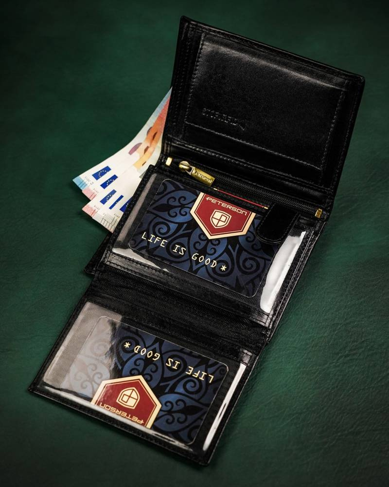 Skórzany portfel męski bez zapięcia zewnętrznego — Peterson - obrazek 7