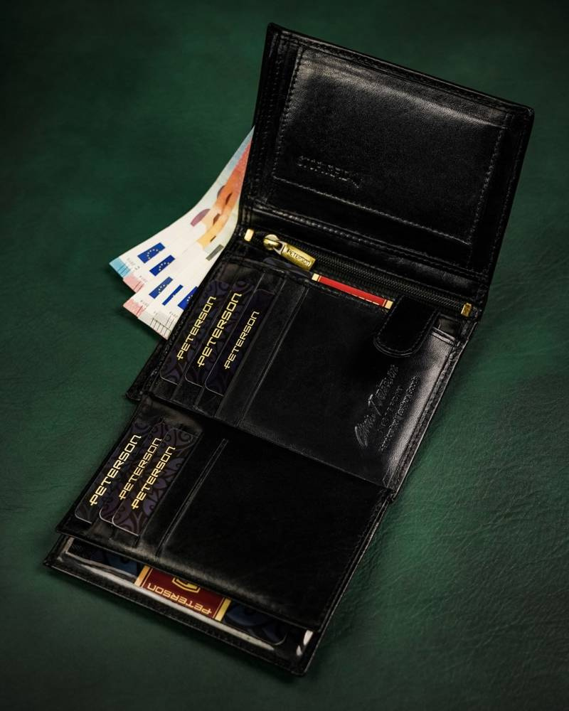 Skórzany portfel męski bez zapięcia zewnętrznego — Peterson - obrazek 6