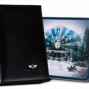 Duży, skórzany portfel męski bez zapięcia — Peterson