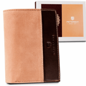 Duży, dwukolorowy portfel męski ze skóry naturalnej — Peterson