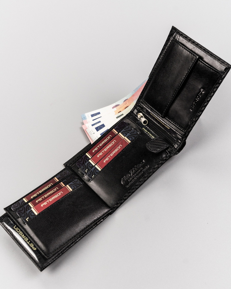 Poziomy, skórzany portfel męski CARBON - Peterson - obrazek 6