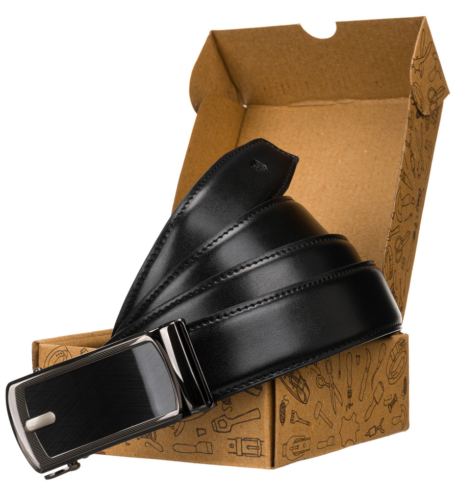 Męski pasek biznesowy z elegancką klamrą automatyczną - Peterson - obrazek 2