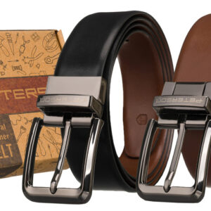 Szeroki, dwustronny pasek męski z obrotową klamrą - Peterson