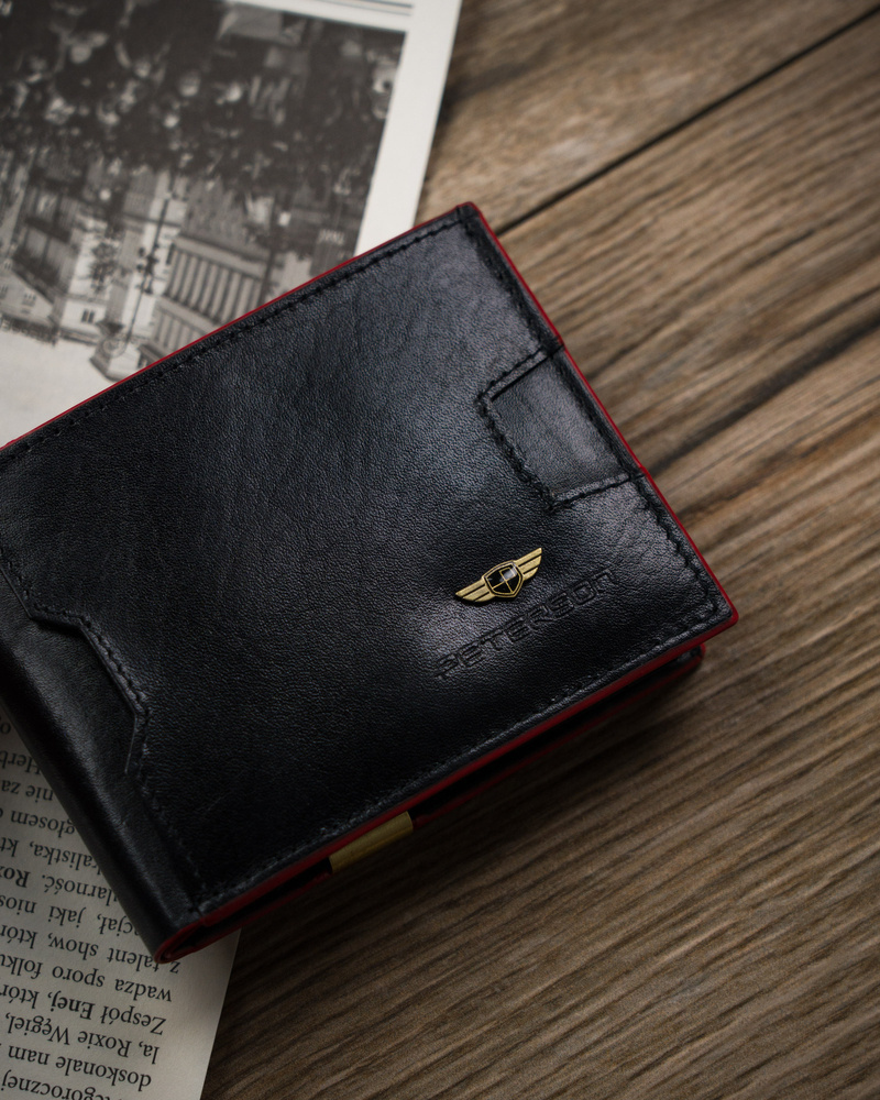 Elegancki portfel męski z czerwonym akcentem - Peterson - obrazek 3