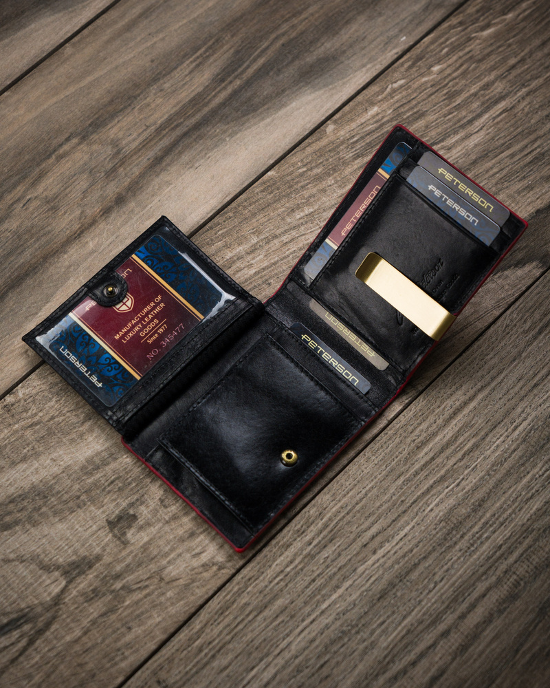 Elegancki portfel męski z czerwonym akcentem - Peterson - obrazek 9