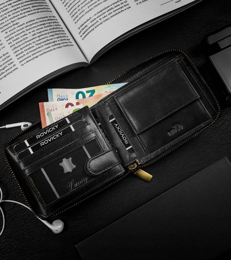 Duży, skórzany portfel męski na suwak - Always Wild - obrazek 6