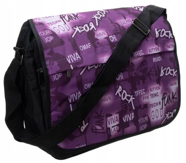 Młodzieżowa torba z poliestru z szerokim, regulowanym paskiem - Loren - obrazek 7