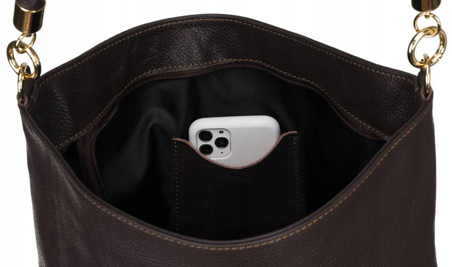 Shopperka w typie worka ze skóry naturalnej - Peterson - obrazek 2