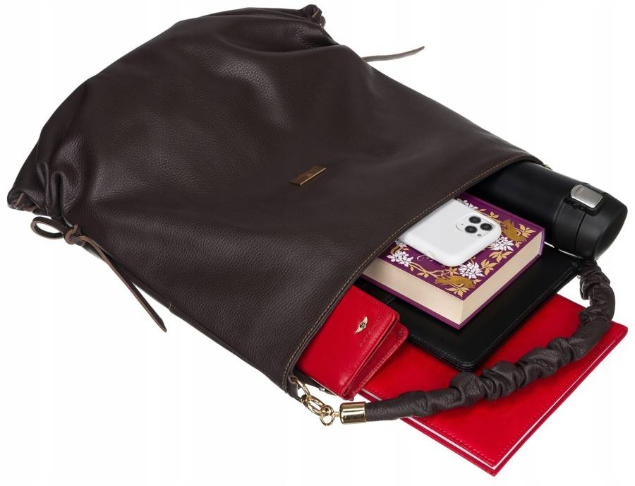 Shopperka w typie worka ze skóry naturalnej - Peterson - obrazek 3