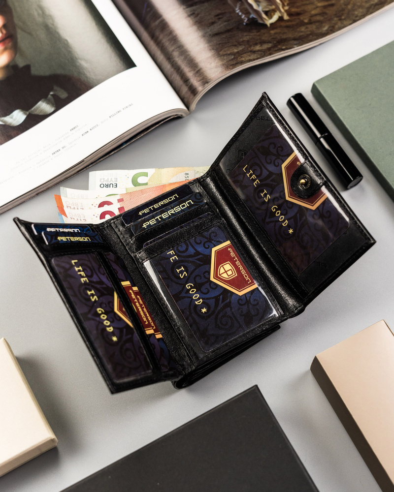 Elegancki portfel damski ze skóry naturalnej - Peterson - obrazek 7