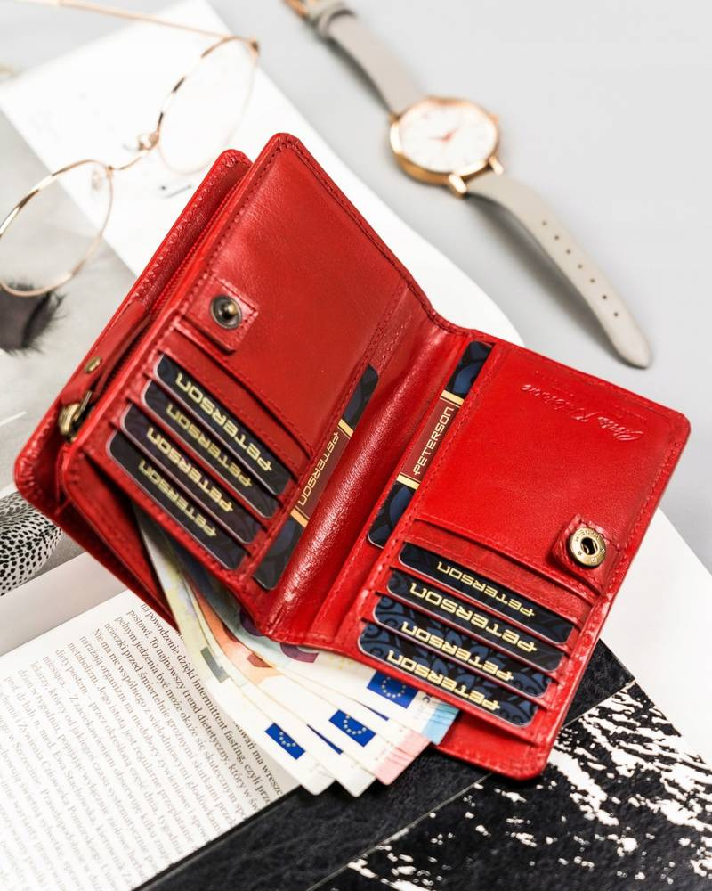 Duży, skórzany portfel damski z systemem RFID - Peterson - obrazek 5