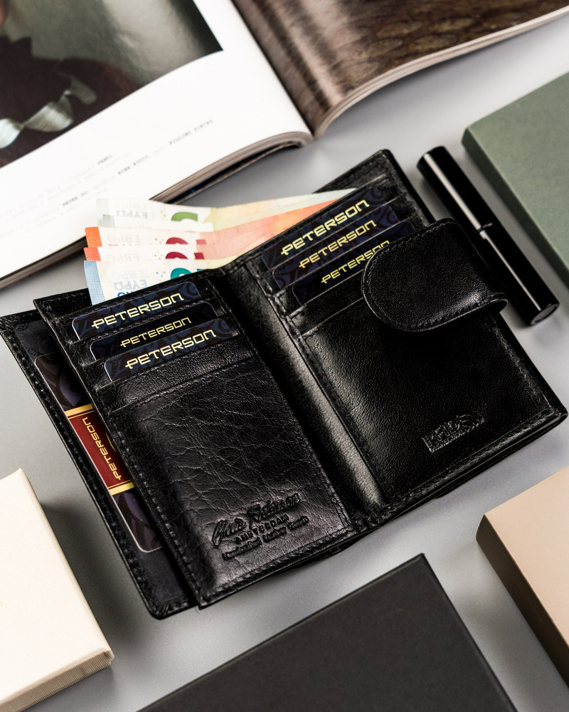 Skórzany, średni portfel damski na zatrzask - Peterson - obrazek 7