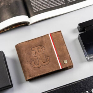 Skórzany portfel męski z patriotycznym wzorem - Peterson