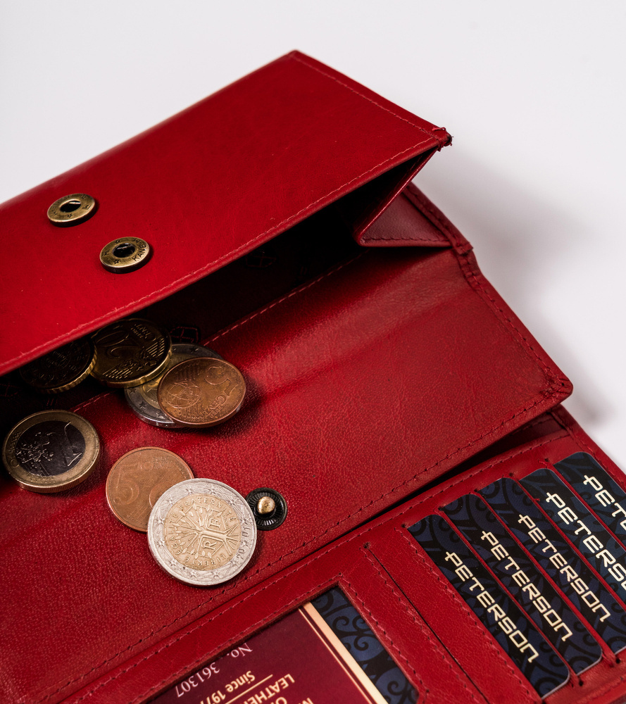 Skórzany portfel damski z zewnętrzną kieszenią - Peterson - obrazek 9