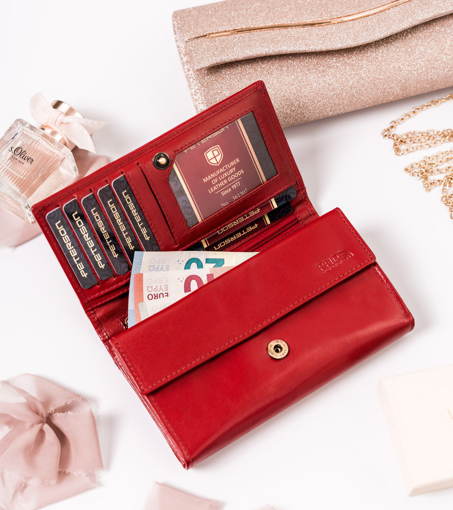 Skórzany portfel damski z zewnętrzną kieszenią - Peterson - obrazek 5