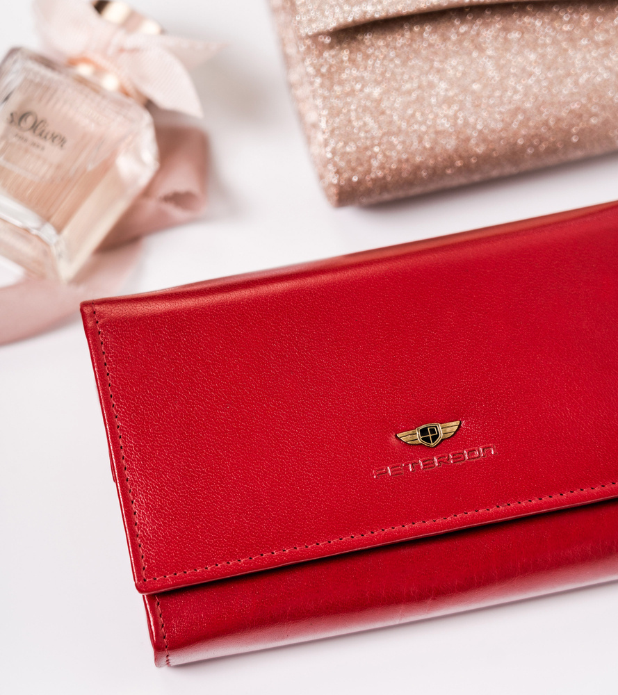 Skórzany portfel damski z zewnętrzną kieszenią - Peterson - obrazek 3