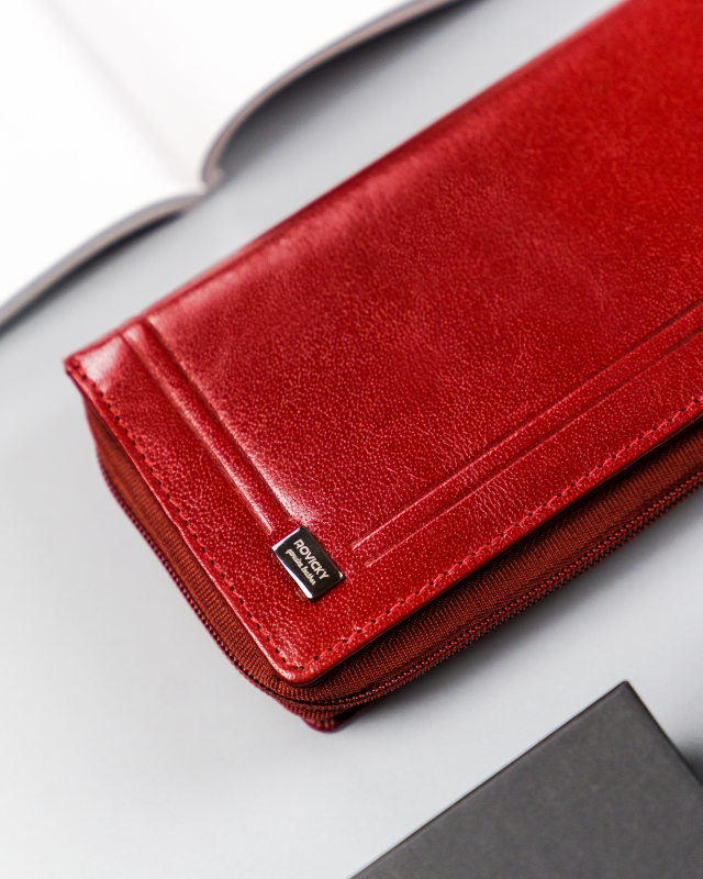 Duży, skórzany portfel damski na zamek - Rovicky - obrazek 3