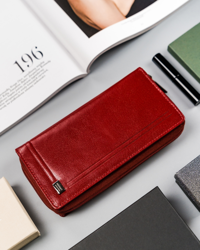 Duży, skórzany portfel damski na zamek - Rovicky - obrazek 2