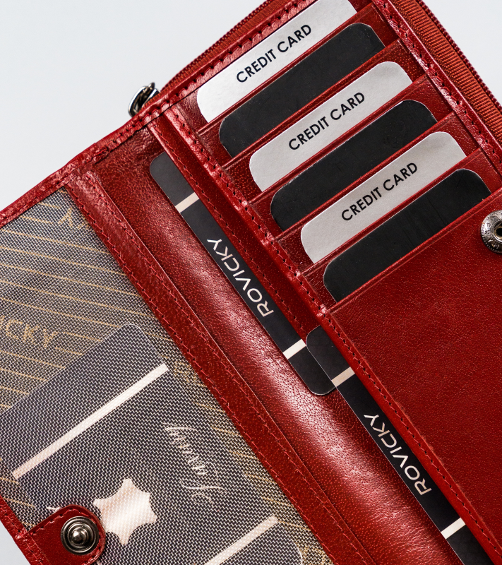 Duży, skórzany portfel damski na zamek - Rovicky - obrazek 10