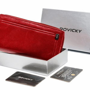 Duży, skórzany portfel damski na zamek - Rovicky
