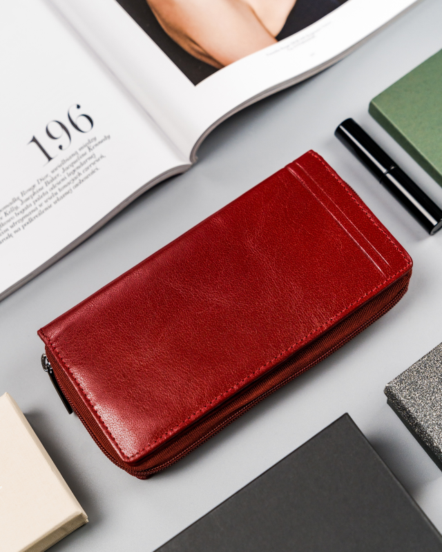 Duży, skórzany portfel damski na zamek - Rovicky - obrazek 4