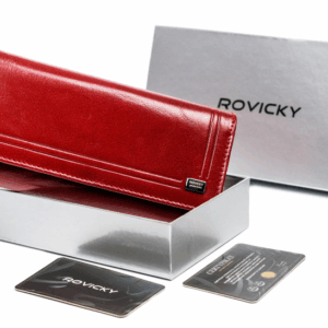 Skórzany portfel damski na karty z ochroną RFID Protect - Rovicky