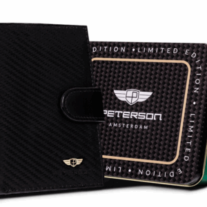 Skórzany portfel męski w orientacji pionowej zamykany na zatrzask - Peterson