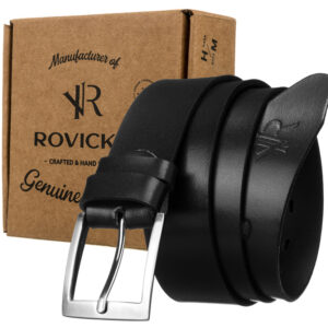 Szeroki pasek męski do spodni z metalową klamrą - Rovicky