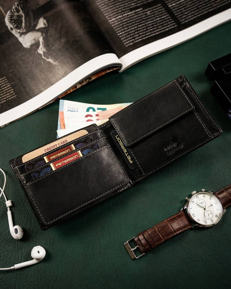 Męski portfel ze skóry naturalnej z systemem RFID - Peterson - obrazek 5
