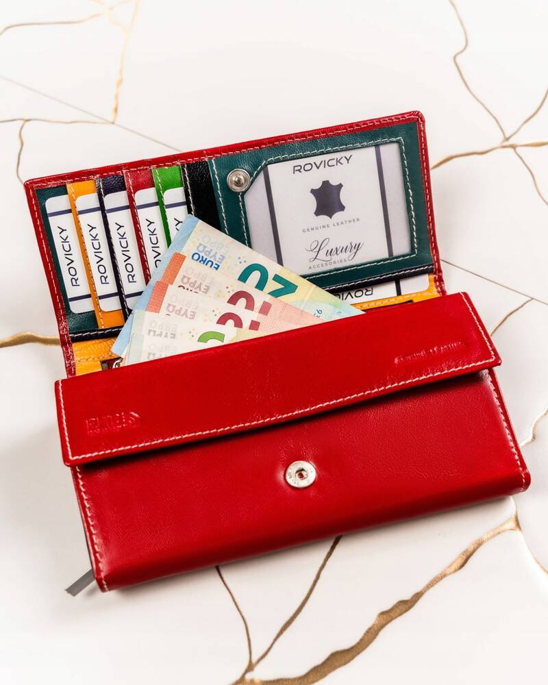 Skórzany portfel damski w orientacji poziomej na zatrzask - 4U Cavaldi - obrazek 4