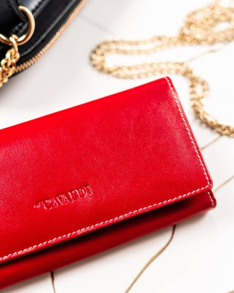 Skórzany portfel damski w orientacji poziomej na zatrzask - 4U Cavaldi - obrazek 2