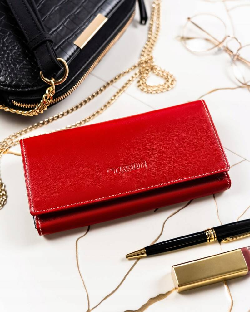 Skórzany portfel damski w orientacji poziomej na zatrzask - 4U Cavaldi - obrazek 8