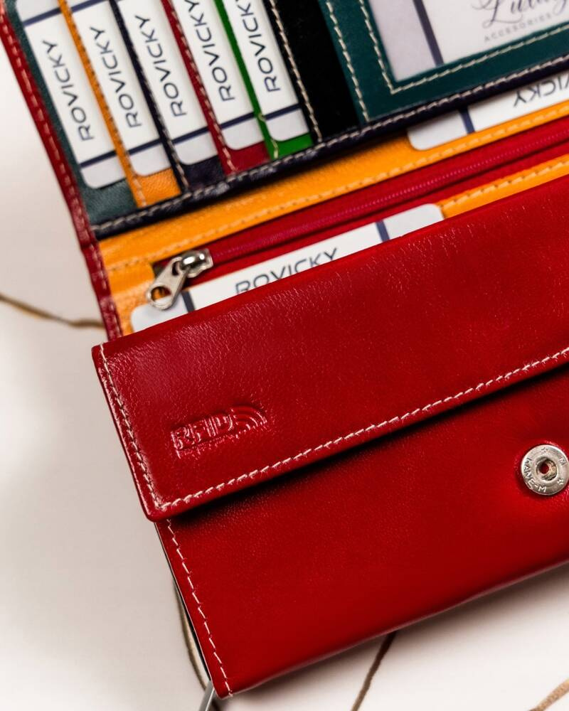 Skórzany portfel damski w orientacji poziomej na zatrzask - 4U Cavaldi - obrazek 6
