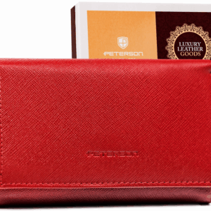 Portfel damski na zatrzask ze skóry naturalnej - Peterson