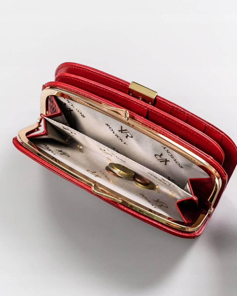 Elegancki skórzany portfel damski na zatrzask - Rovicky - obrazek 8