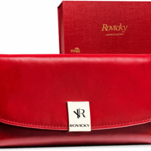 Duży, skórzany portfel damski na zatrzask z systemem RFID - Rovicky